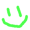 A green smiley face on a white background